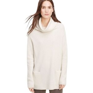 Vince 100% cashmere long cable knit turtleneck sweater beige cream small @u